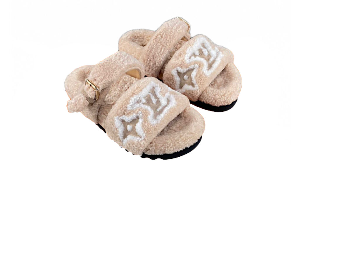 LOUIS VUITTON Shearling Calfskin Paseo Flat Comfort Sandal 38.5